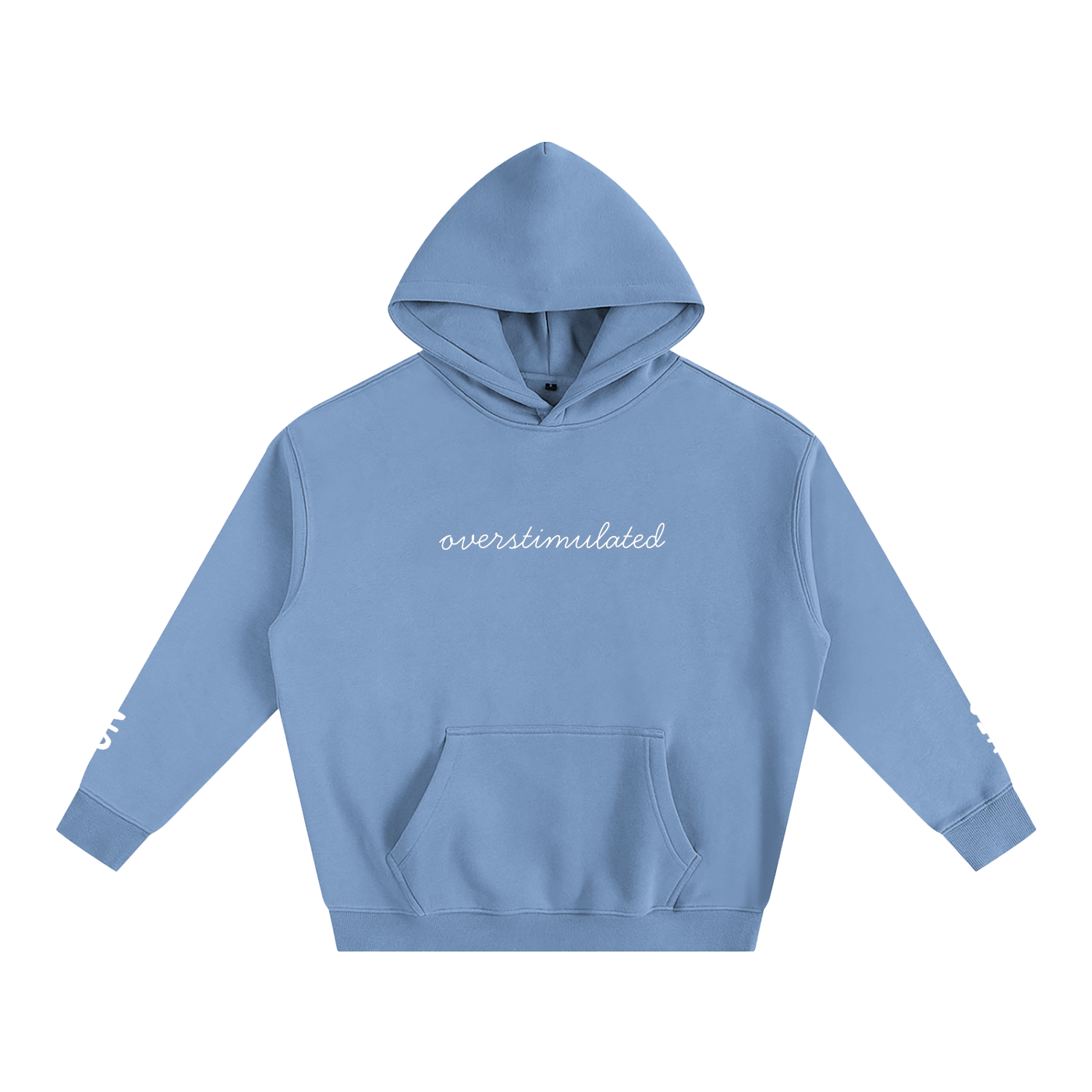 Cursive Overstimulated - Oversize Fleeced Communication Hoodie