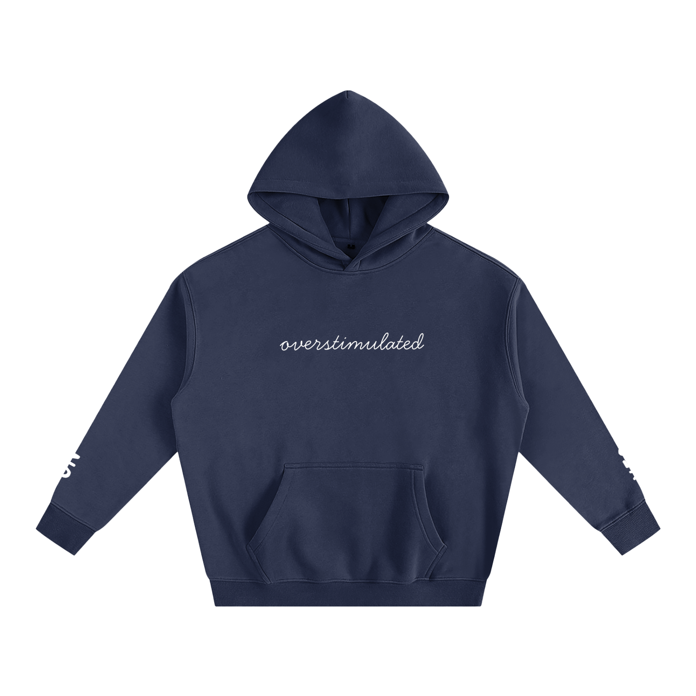 Cursive Overstimulated - Oversize Fleeced Communication Hoodie
