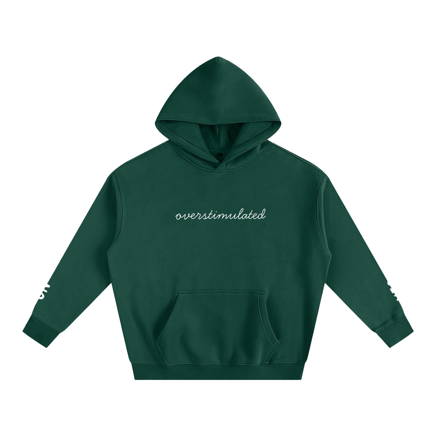 Cursive Overstimulated - Oversize Fleeced Communication Hoodie