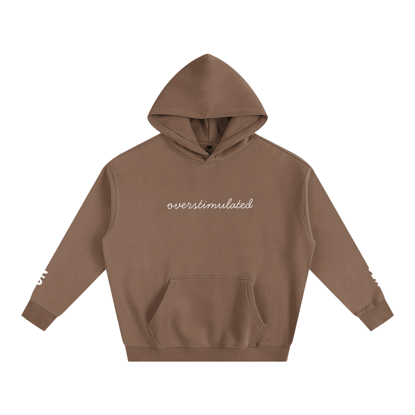 Cursive Overstimulated - Oversize Fleeced Communication Hoodie