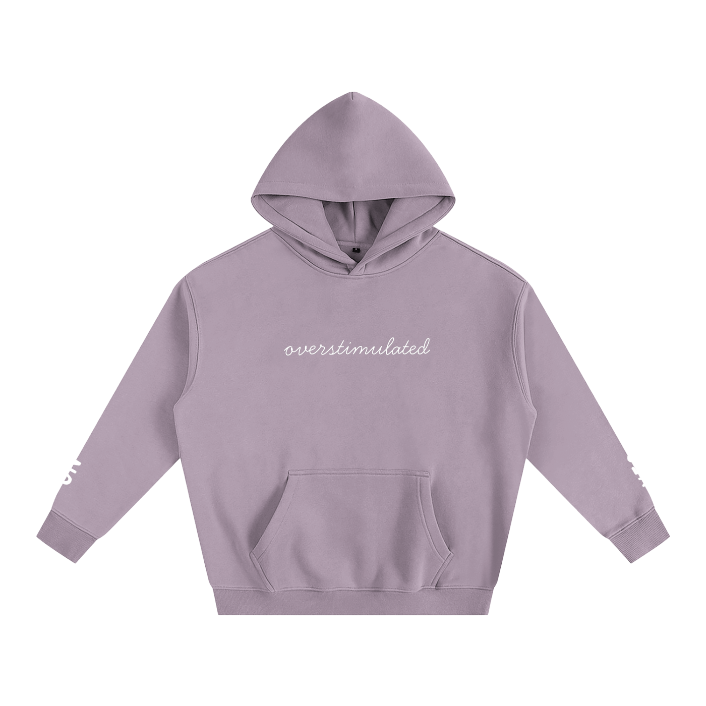 Cursive Overstimulated - Oversize Fleeced Communication Hoodie